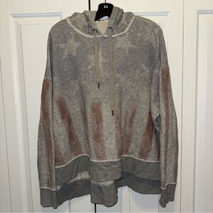 Free People Americana Flag Print Distressed Hi Low Pullover